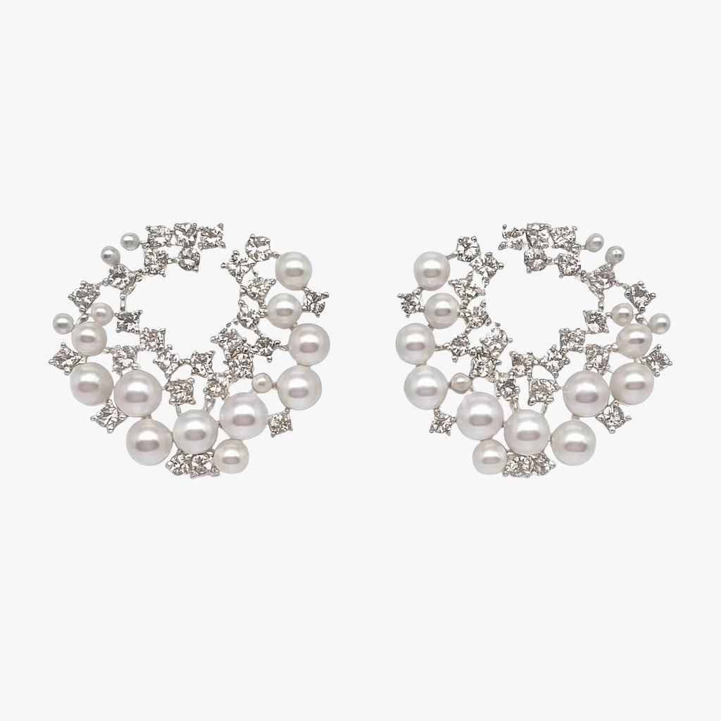 Hazel | Ohrhänger aus Silber mit Perlen und Zirkonia im Retro-Luxus-Stil