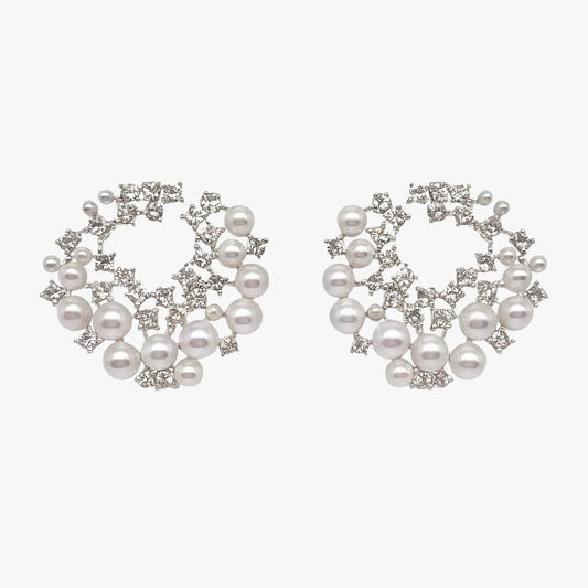 Hazel | Ohrhänger aus Silber mit Perlen und Zirkonia im Retro-Luxus-Stil