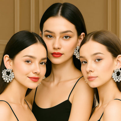 Hazel | Ohrhänger aus Silber mit Perlen und Zirkonia im Retro-Luxus-Stil