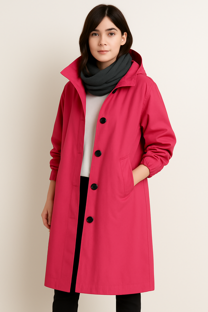 Langer Damen Trenchcoat mit Kapuze – Ranya