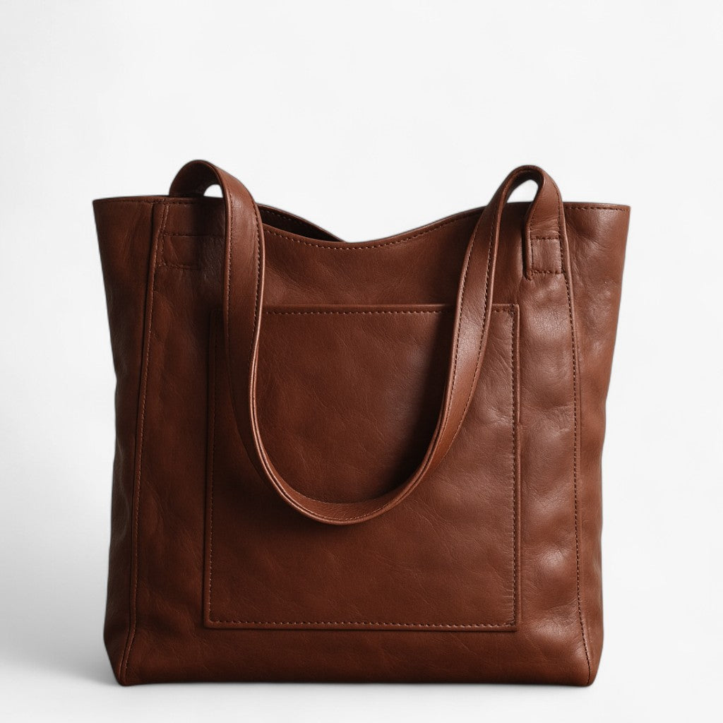 Nova - Lederhandtas mit Druckknopfverschluss und zusätzlichem Platz