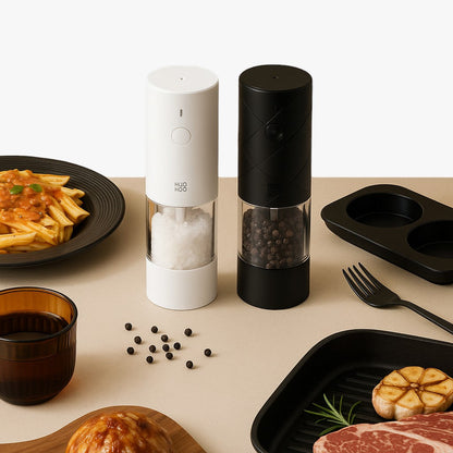 Owen | Elektrische Pfeffer- & Salzmühle mit LED & 6 Mahlständen