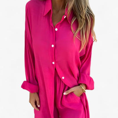 Isabelle | Damen Baumwoll-Linen Komplettanzug mit Shorts