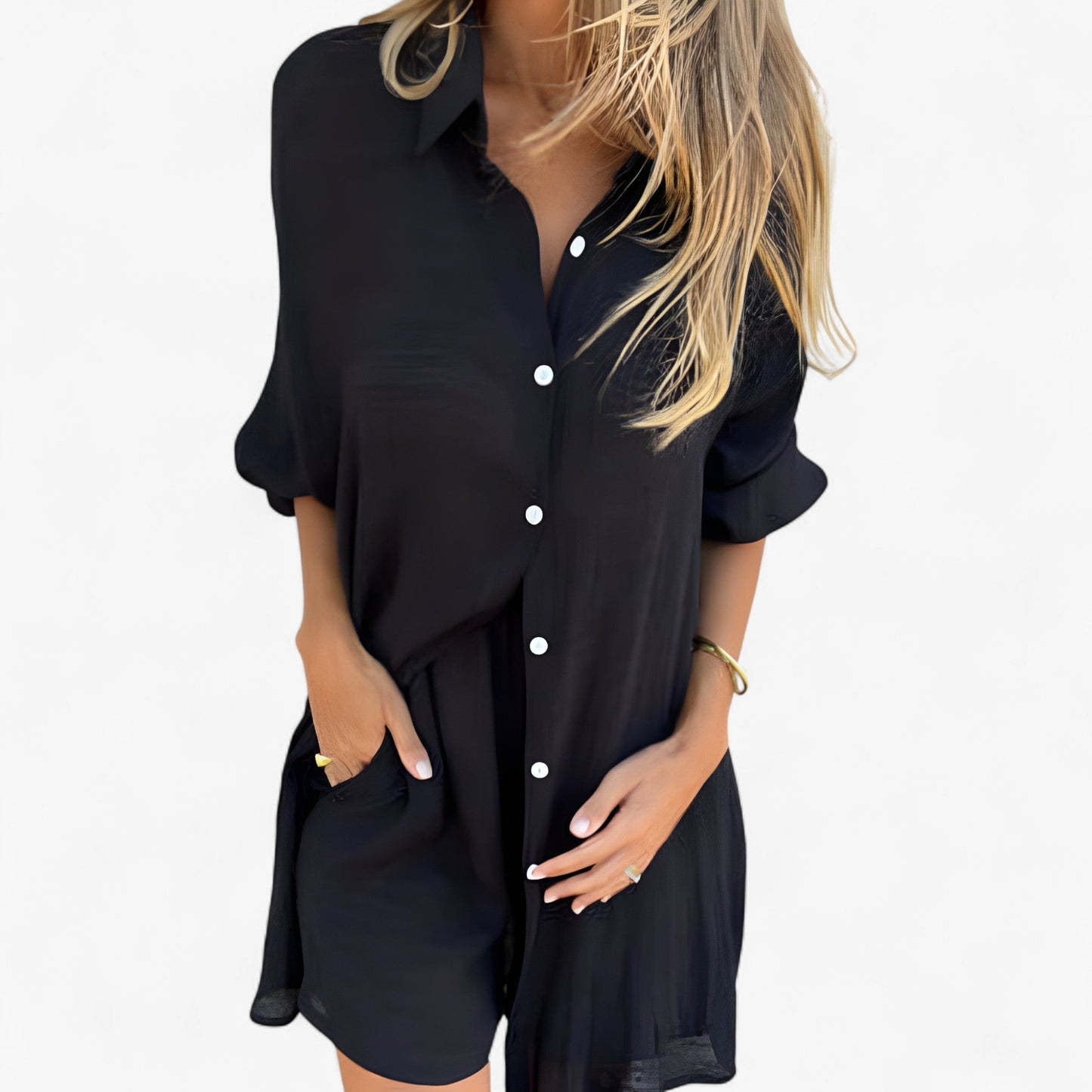 Isabelle | Damen Baumwoll-Linen Komplettanzug mit Shorts