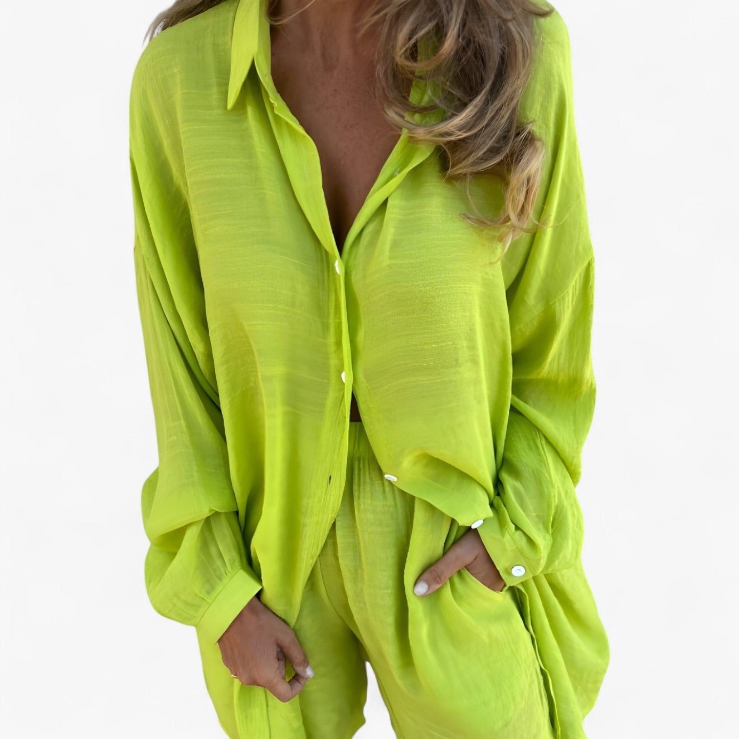 Isabelle | Damen Baumwoll-Linen Komplettanzug mit Shorts