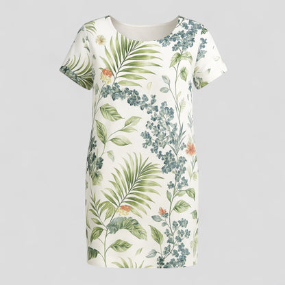 Carmine | Damen Bequemes Casual Sommerkleid mit Naturdruck