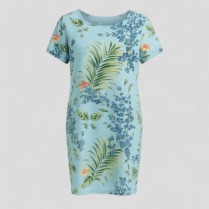 Carmine | Damen Bequemes Casual Sommerkleid mit Naturdruck