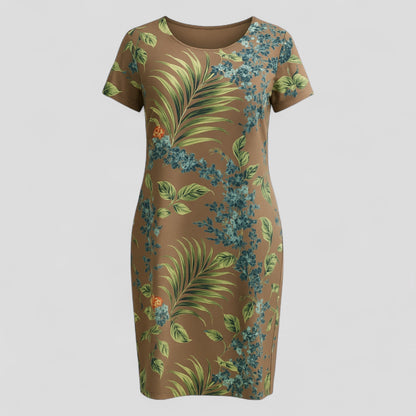 Carmine | Damen Bequemes Casual Sommerkleid mit Naturdruck