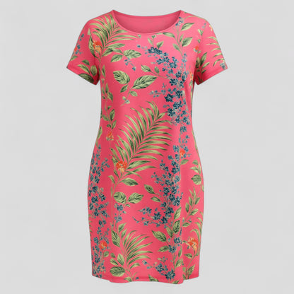 Carmine | Damen Bequemes Casual Sommerkleid mit Naturdruck