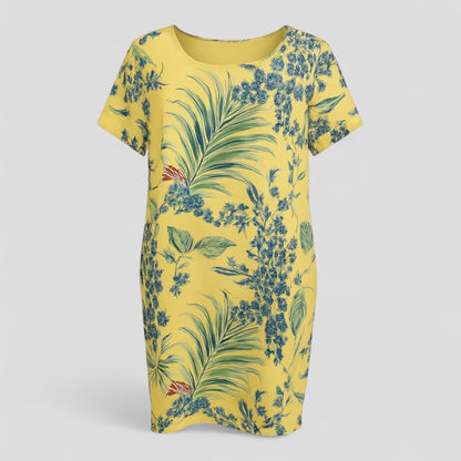 Carmine | Damen Bequemes Casual Sommerkleid mit Naturdruck
