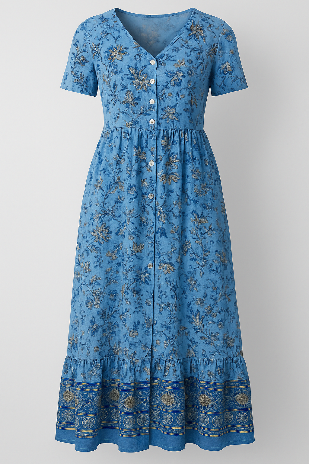 Rebecca | Damen Blumenkleid mit V-Ausschnitt für Sommer