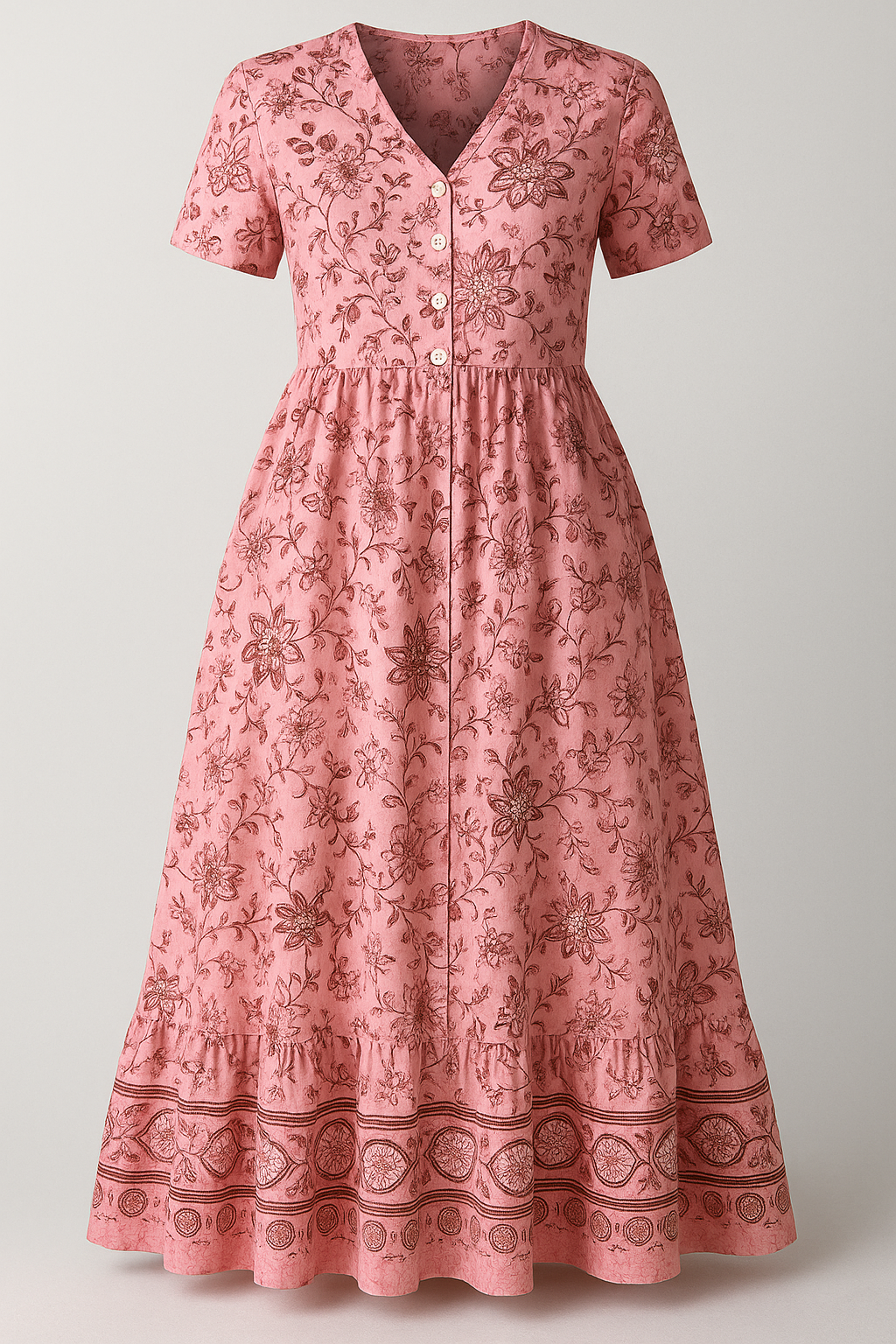 Rebecca | Damen Blumenkleid mit V-Ausschnitt für Sommer