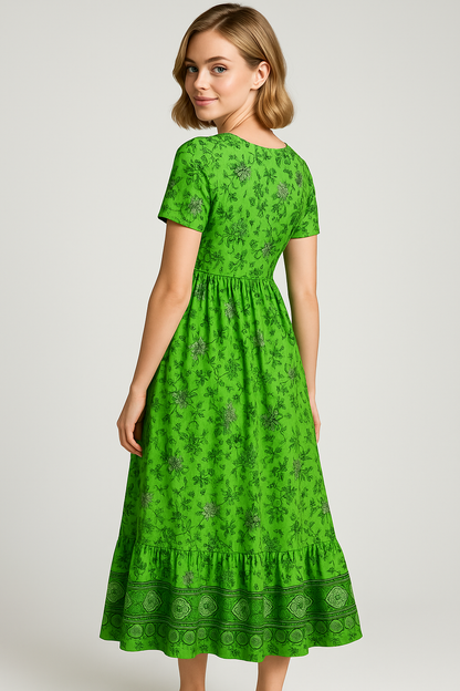 Rebecca | Damen Blumenkleid mit V-Ausschnitt für Sommer