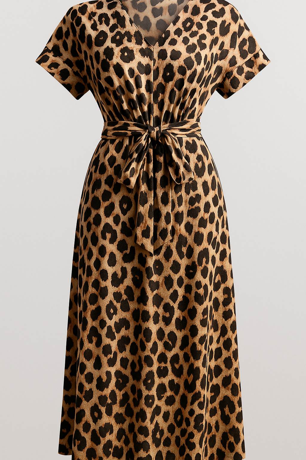 Almanda | Damen Elegantes Kleid mit Leopardmuster