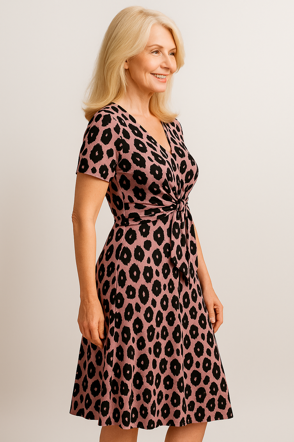 Almanda | Damen Elegantes Kleid mit Leopardmuster