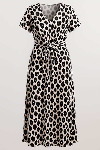 Almanda | Damen Elegantes Kleid mit Leopardmuster