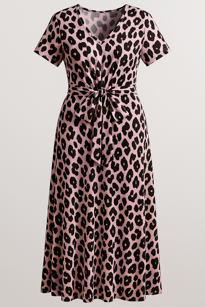 Almanda | Damen Elegantes Kleid mit Leopardmuster