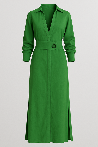 Maggie | Damen Elegantes Maxikleid V-Ausschnitt Sommer