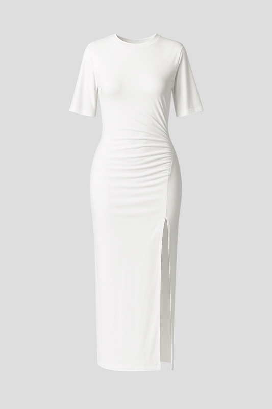 Gia | Damen Elegantes Midi Kleid mit Schlitz