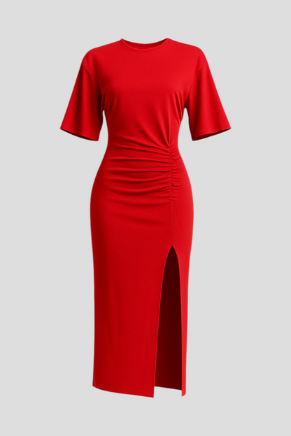 Gia | Damen Elegantes Midi Kleid mit Schlitz