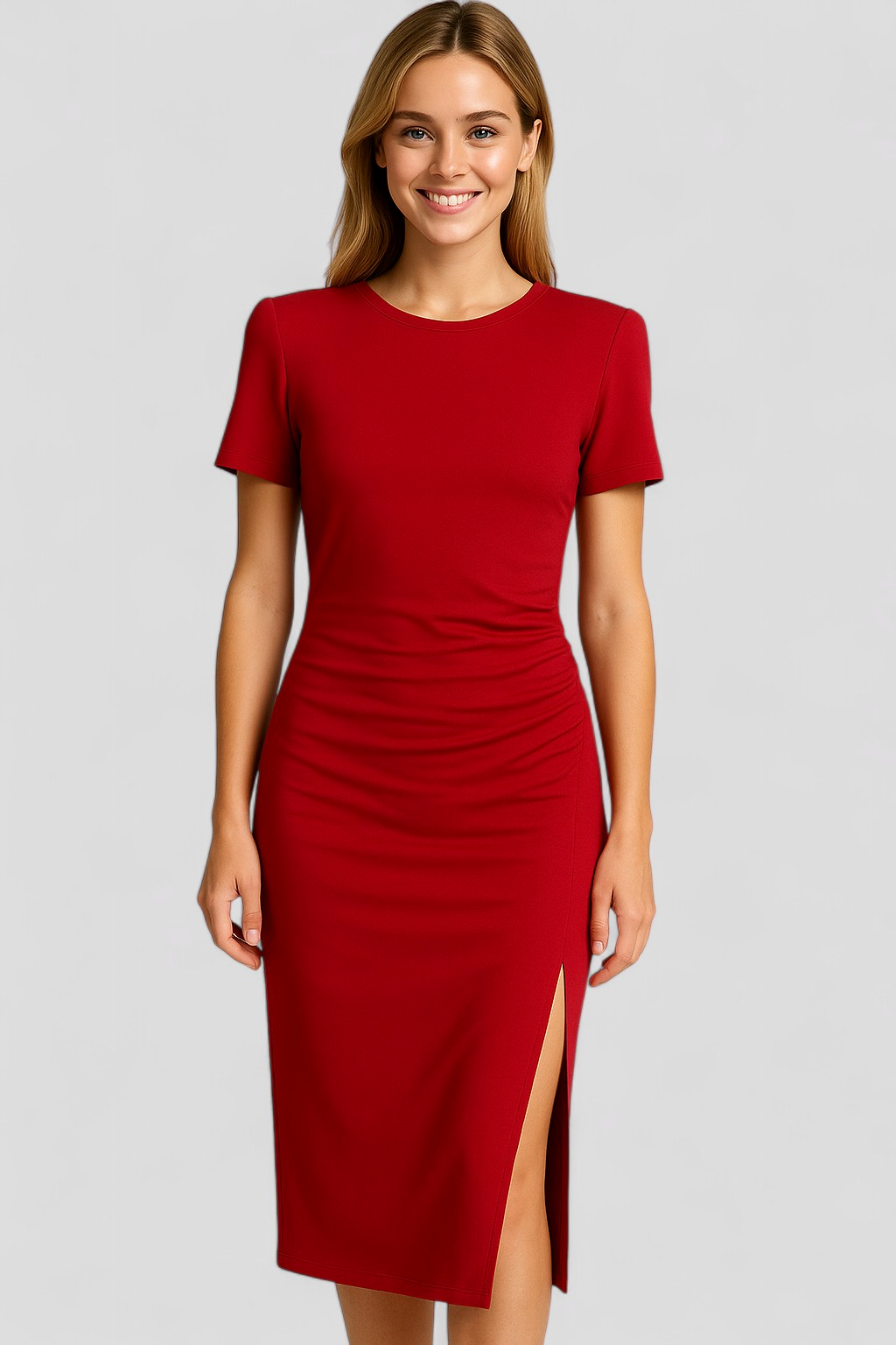 Gia | Damen Elegantes Midi Kleid mit Schlitz