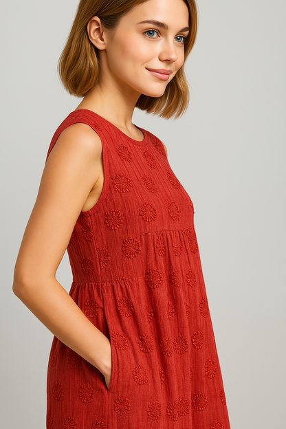 Bethany | Damen Elegantes Midi Kleid mit Taschen