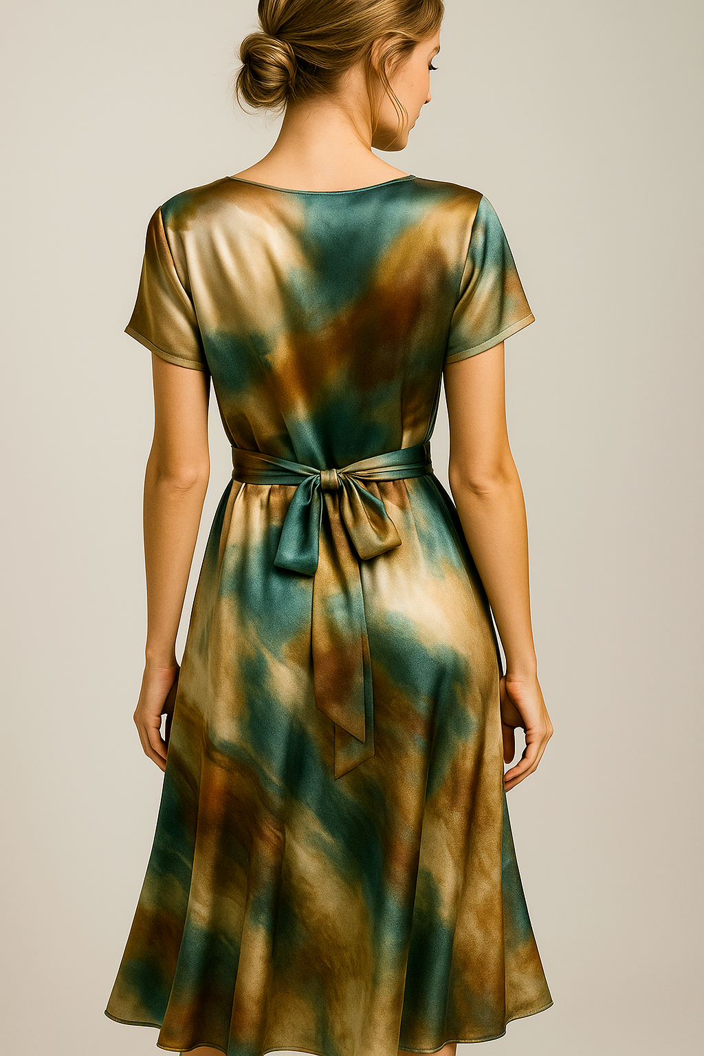 Geneva | Damen Elegantes Satin Kleid mit Druck