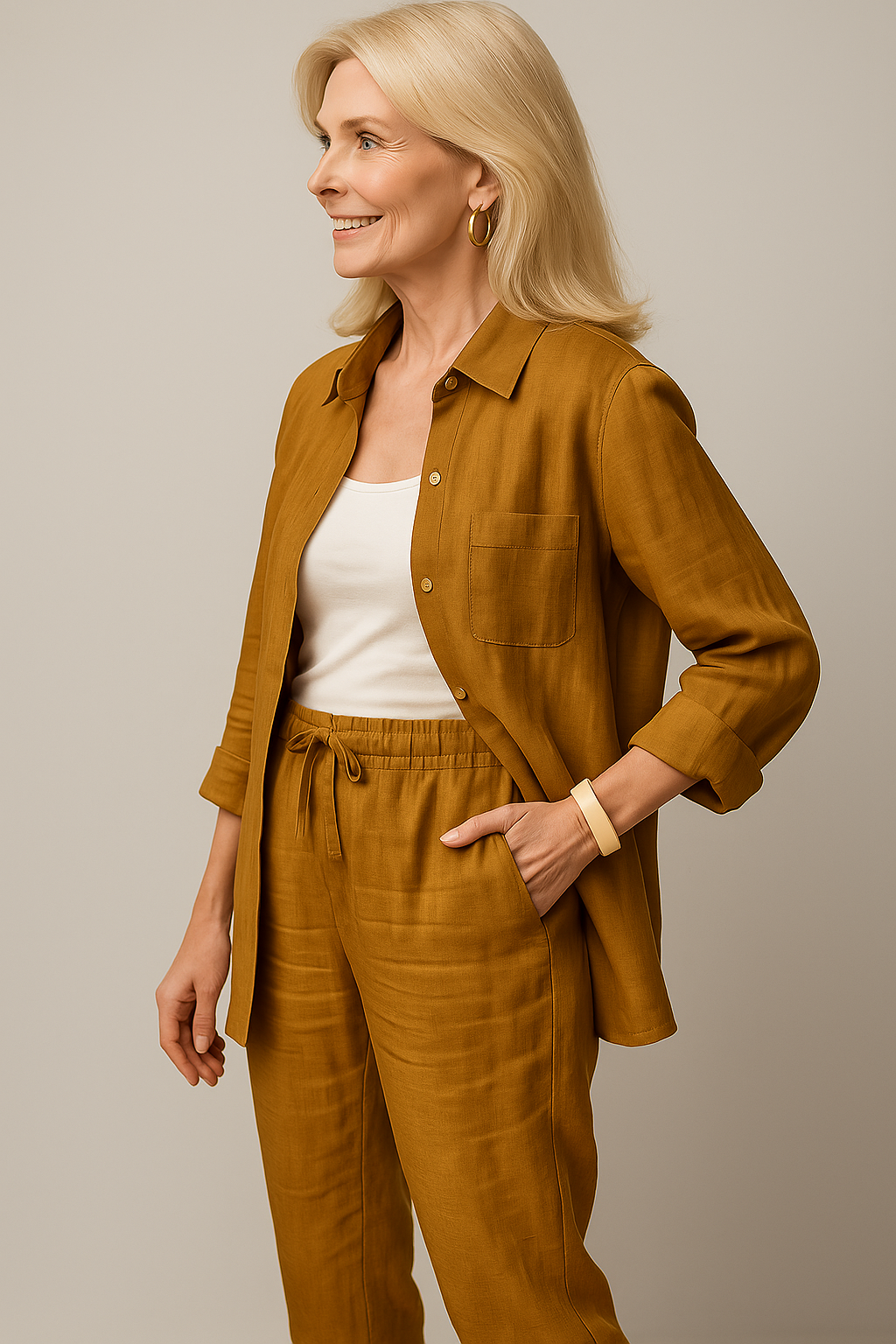 Beth | Damen Elegantes Sommer-Outfit aus Leinen