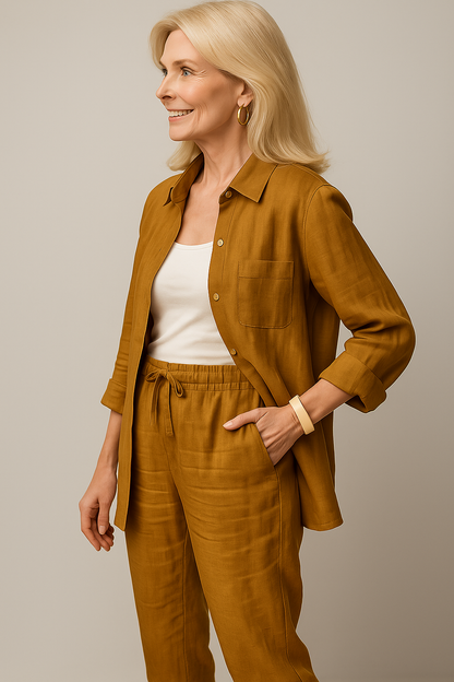Beth | Damen Elegantes Sommer-Outfit aus Leinen