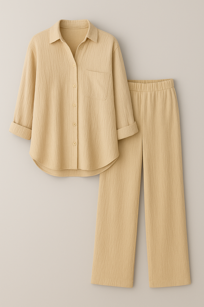Claudia | Damen Elegantes Sommer Set mit Bluse und Hose