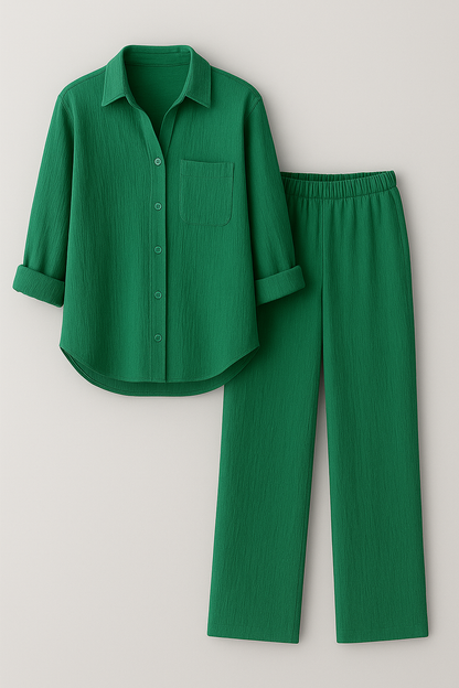Claudia | Damen Elegantes Sommer Set mit Bluse und Hose