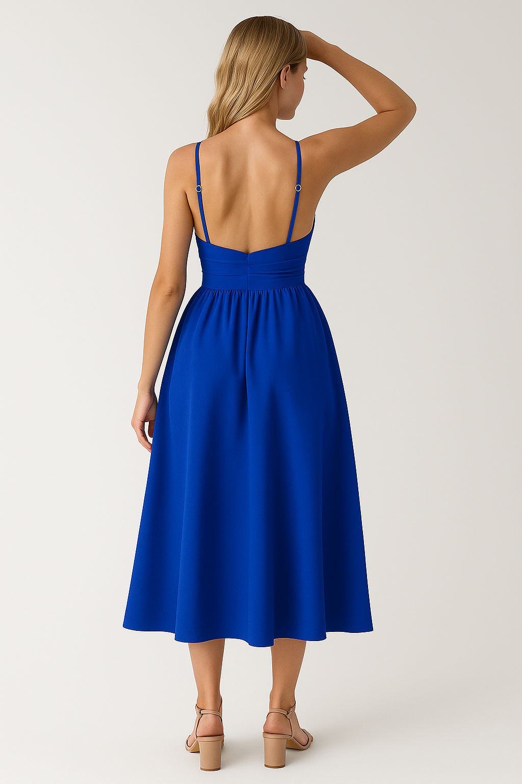 Jessie | Damen Midi-Kleid mit Spaghetti-Trägern