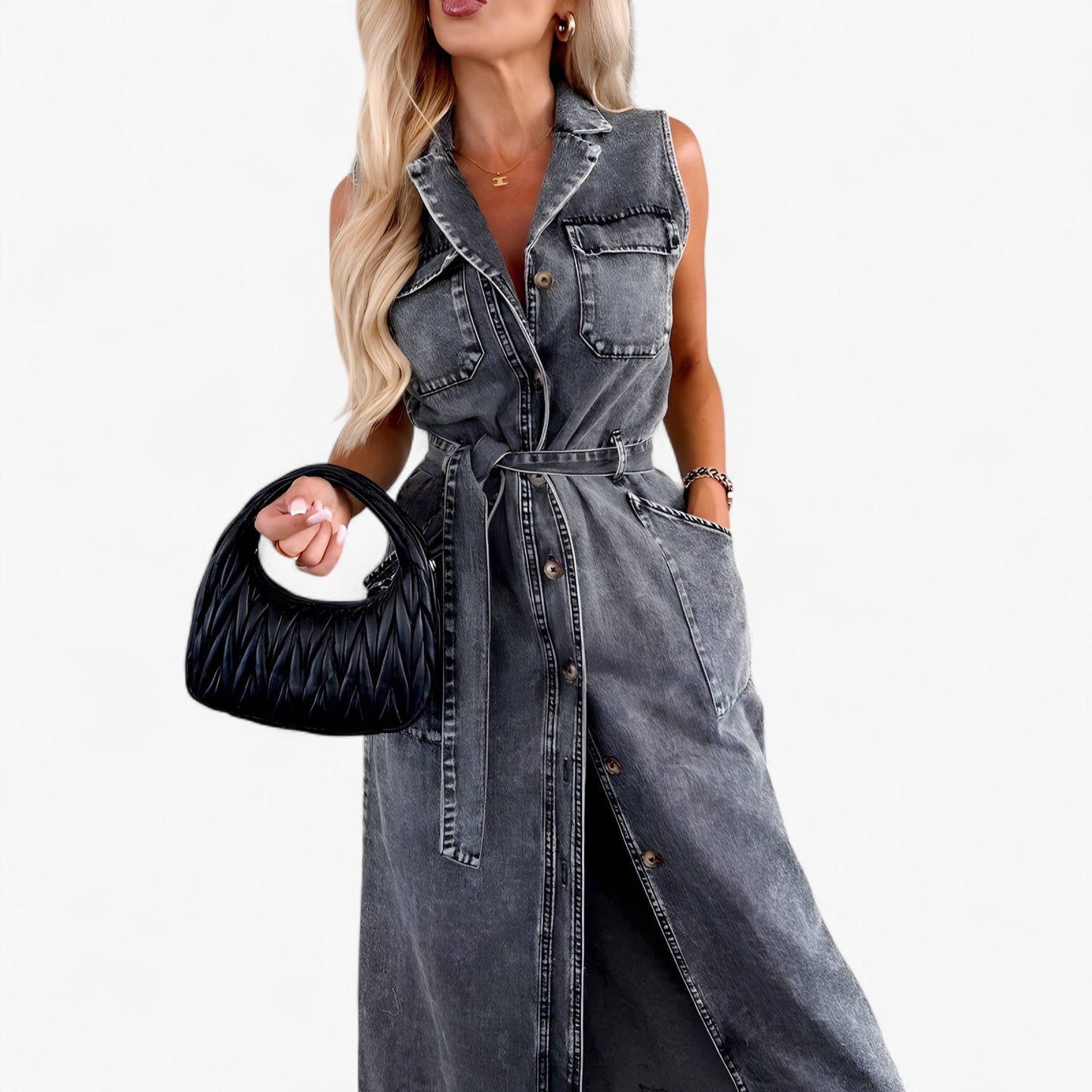 Odette | Damen Jeans Midi Kleid