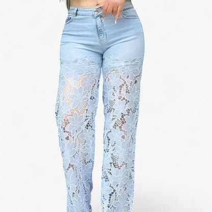 Laura | Damen Jeans aus Denim mit Spitzen-Patches