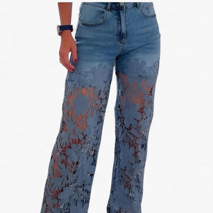 Laura | Damen Jeans aus Denim mit Spitzen-Patches