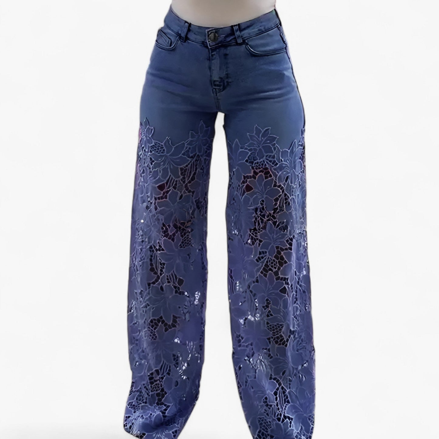 Laura | Damen Jeans aus Denim mit Spitzen-Patches