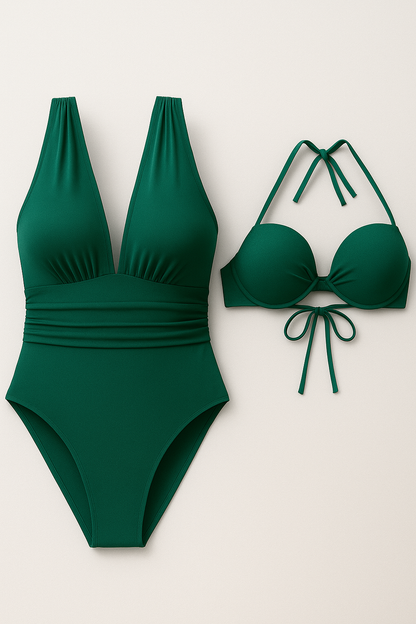 Camille | 2 in 1 Damen V-Ausschnitt Badeanzug