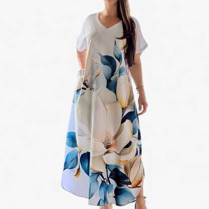 Felicia | Damen V-Ausschnitt Casual Kleid aus Weichem Stoff