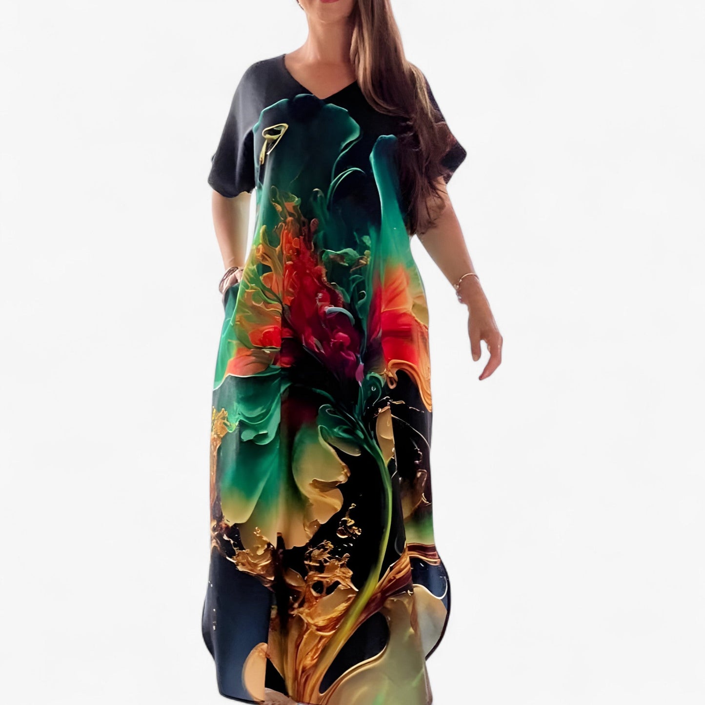 Felicia | Damen V-Ausschnitt Casual Kleid aus Weichem Stoff