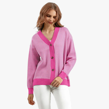 Rebecca | Damen-V-Ausschnitt-Cardigan – Leicht und elegant für den Herbst