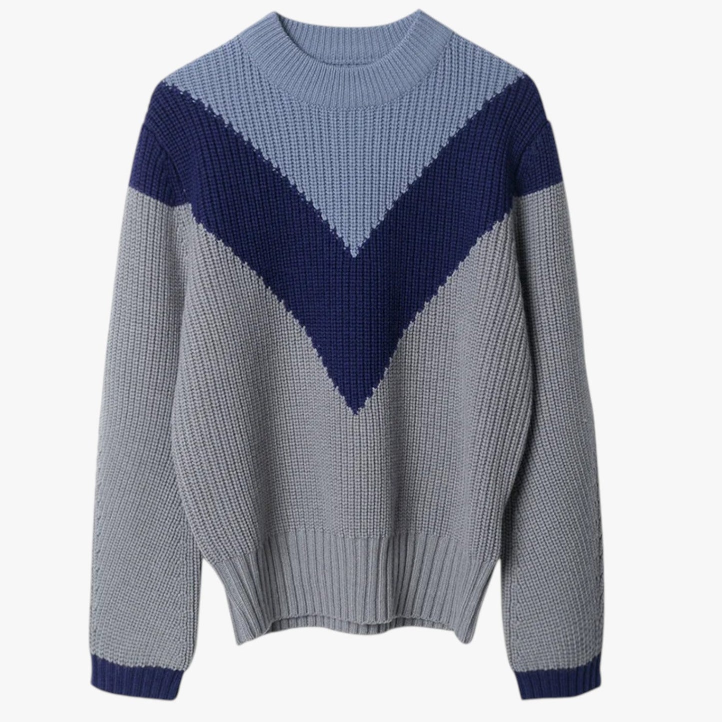 Manilyn | Wärmende Wärme - Grob gestrickter blauer Alpaka-Pullover