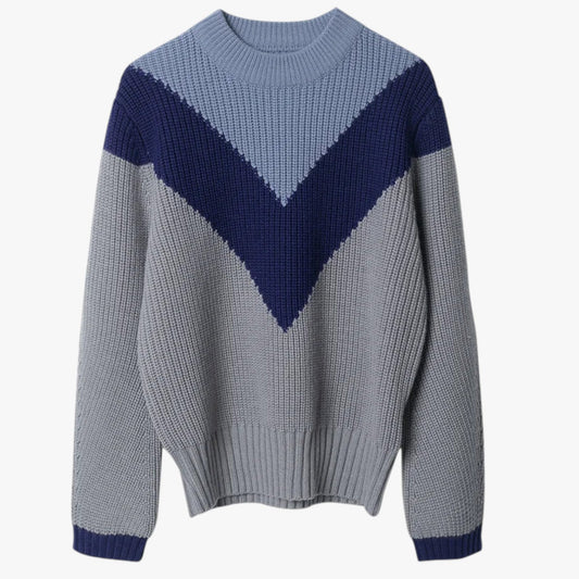 Manilyn | Wärmende Wärme - Grob gestrickter blauer Alpaka-Pullover