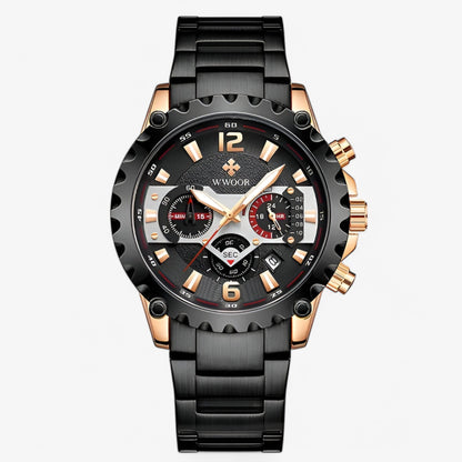 Cleo | Luxuriöse Chronographenarmbanduhr aus rostfreiem Stahla