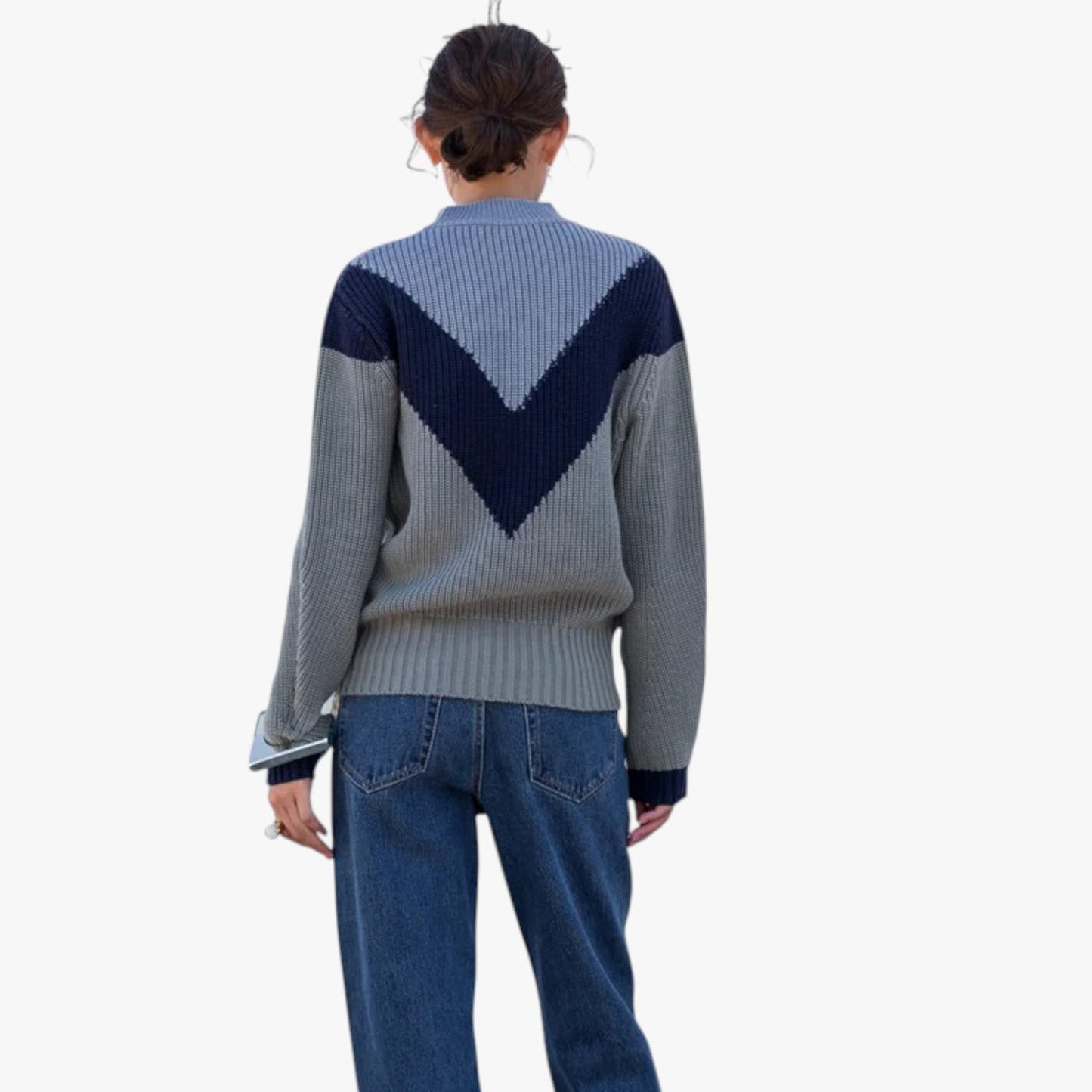 Manilyn | Wärmende Wärme - Grob gestrickter blauer Alpaka-Pullover