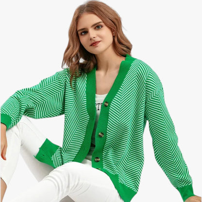 Rebecca | Damen-V-Ausschnitt-Cardigan – Leicht und elegant für den Herbst