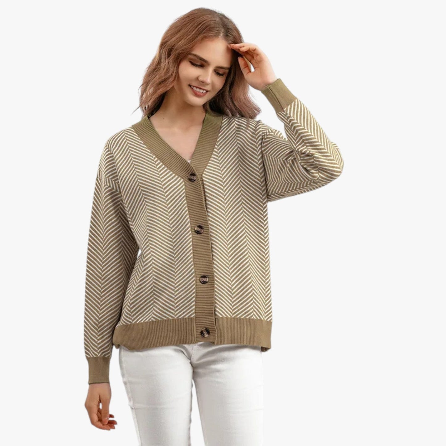Rebecca | Damen-V-Ausschnitt-Cardigan – Leicht und elegant für den Herbst