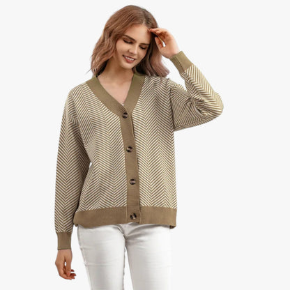 Rebecca | Damen-V-Ausschnitt-Cardigan – Leicht und elegant für den Herbst