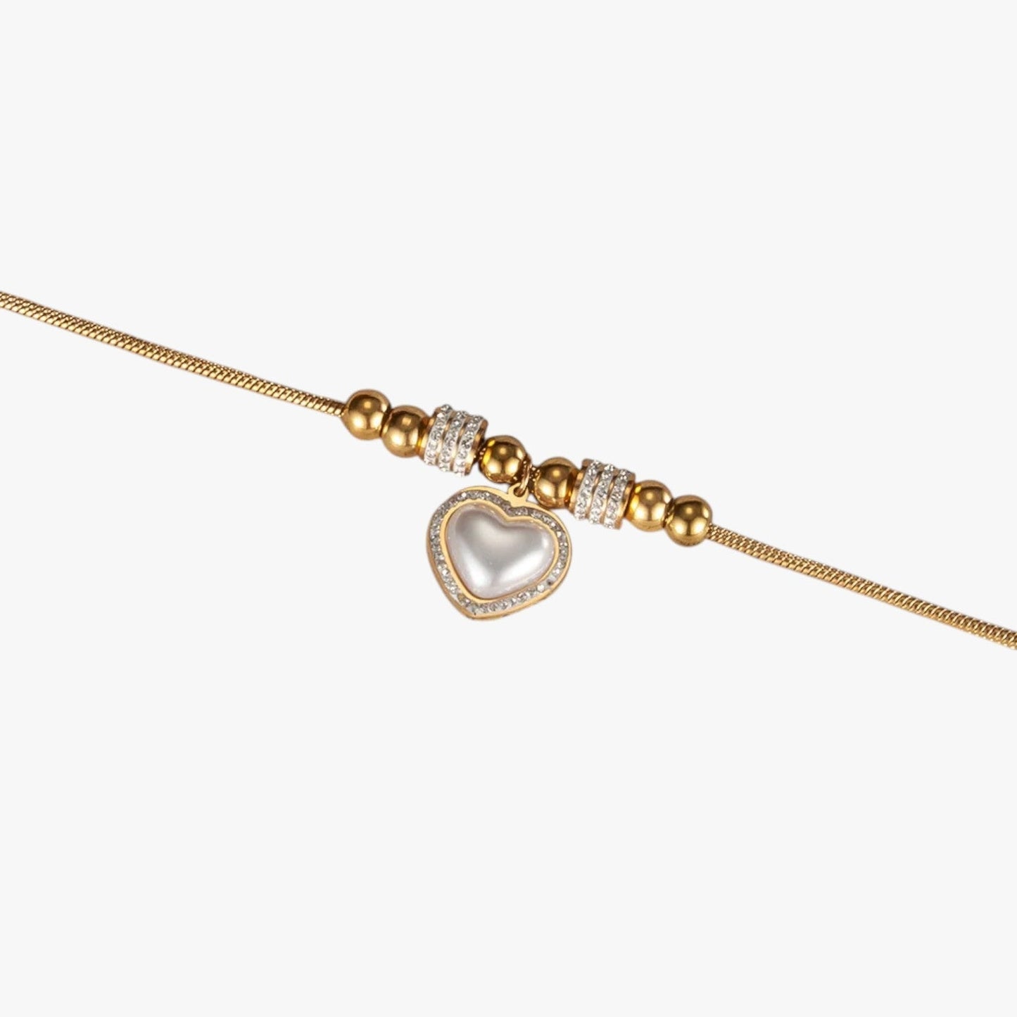 Mariela | Halskette in Herzform mit Zirkonia und Perlen für einen Party-Look
