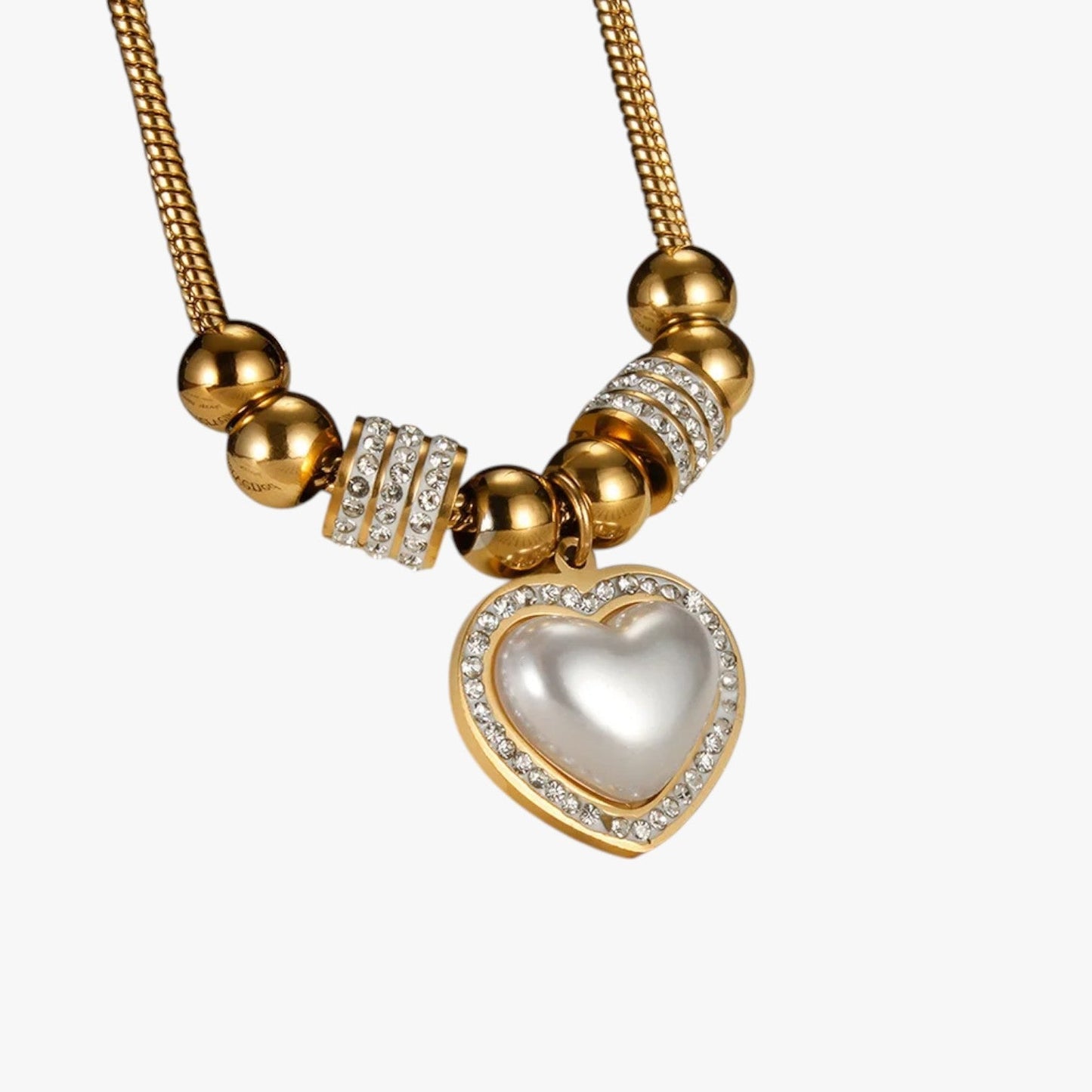 Mariela | Halskette in Herzform mit Zirkonia und Perlen für einen Party-Look