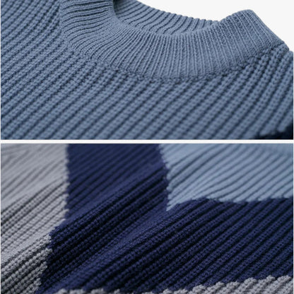 Manilyn | Wärmende Wärme - Grob gestrickter blauer Alpaka-Pullover